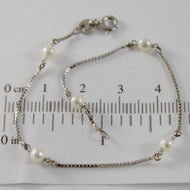 18k white gold bracelet 7.1 inches white mini 4 mm pearls venetian made in Italy.