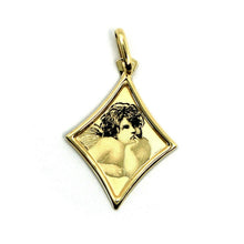 Load image into Gallery viewer, 18K YELLOW GOLD MEDAL PENDANT, GUARDIAN ANGEL, LENGTH 23mm, RHOMBUS
