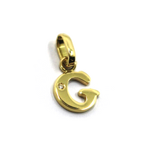 Load image into Gallery viewer, 18k yellow gold pendant charm small initial letter G, 10mm, 0.4&quot;, with diamond.
