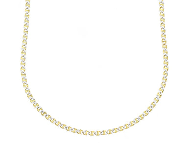18K YELLOW WHITE GOLD SOLID CHAIN NECKLACE SMALL 1.5mm FLAT OVAL MARINER 20
