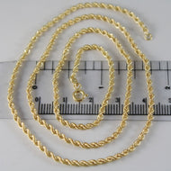 9K YELLOW GOLD ROPE CHAIN, 15.75, BRAID ROPE CORD, NECKLACE, MADE IN ITALY, 9K.