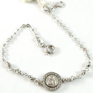 18k white gold bracelet for kids with guardian angel made in Italy 5.91 inches.