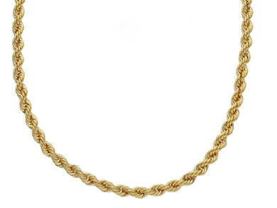 18K YELLOW GOLD LONG CHAIN NECKLACE 3.5mm BRAID ROPE LINK 70cm 27.5