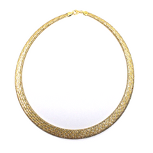 Load image into Gallery viewer, 18k gold multi-strand braided fabric effect choker necklace flat 5-12 mm wide.
