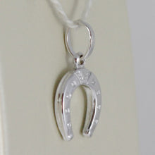 Load image into Gallery viewer, 18k white gold horseshoe charm pendant smooth luminous bright made in Italy.
