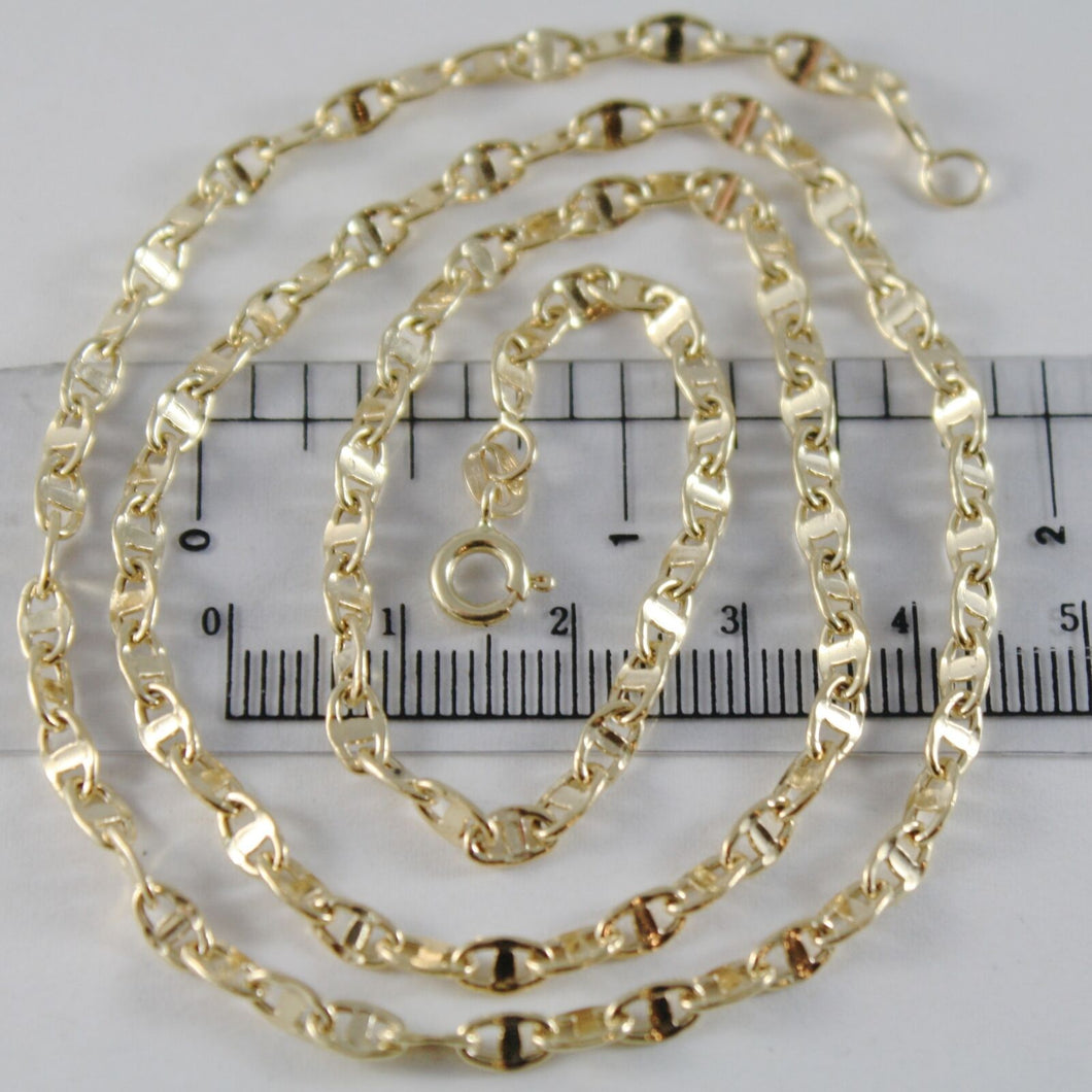18K YELLOW GOLD CHAIN 3.8 MM FLAT NAVY MARINER LINK 19.70 INCHES MADE IN ITALY.
