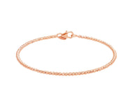 18K ROSE GOLD BANGLE RIGID BRACELET, DIAMOND CUT WORKED 2mm SPHERES, BALLS.