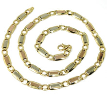 Load image into Gallery viewer, 18k yellow white rose gold chain 6 mm, 24&quot; square flat alternate gourmette links.
