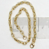 18k yellow white gold 3 mm navy mariner oval bracelet 8.30 inches 21 cm.