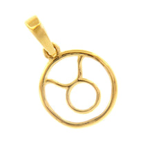 Load image into Gallery viewer, 18k yellow gold zodiac sign round mini 12mm pendant, zodiacal, taurus, stylized
