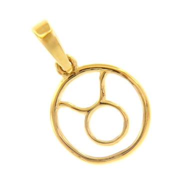 18k yellow gold zodiac sign round mini 12mm pendant, zodiacal, taurus, stylized.