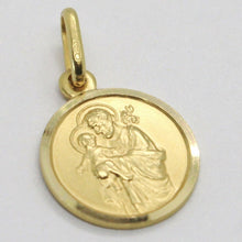 Load image into Gallery viewer, 18k yellow gold st Saint San Giuseppe Joseph Jesus medal made in Italy, small 13 mm.
