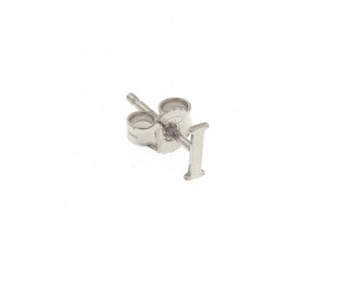 18K WHITE GOLD BUTTON SINGLE EARRING, FLAT SMALL LETTER INITIAL I 6mm 0.24