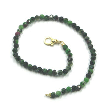 Load image into Gallery viewer, 18K YELLOW GOLD BEADED BRACELET 7.3&quot;, FACETED GREEN ZOISITE AND RED RUBY 3.5mm
