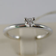 18k white gold solitaire wedding band triangle ring diamond 0.12 made in Italy.