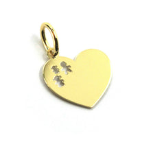 Load image into Gallery viewer, 18k yellow white gold medal 14mm heart pendant, guardian angel, boy girl kids.
