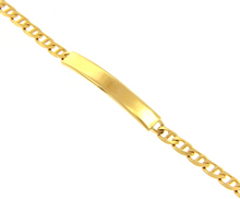 Load image into Gallery viewer, SOLID 18K YELLOW GOLD BRACELET 3.8mm FLAT MARINER OVAL LINK ENGRAVING PLATE 7.5&quot;.
