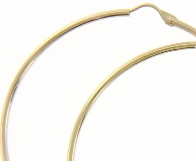 18K YELLOW GOLD ROUND CIRCLE EARRINGS DIAMETER 50 MM WIDTH 1.7 MM, MADE IN ITALY.