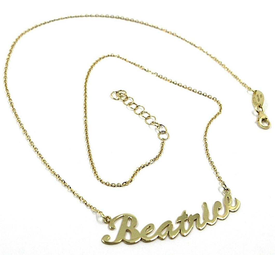 18K YELLOW GOLD NAME NECKLACE, BEATRICE, AVAILABLE ANY NAME, ROLO CHAIN