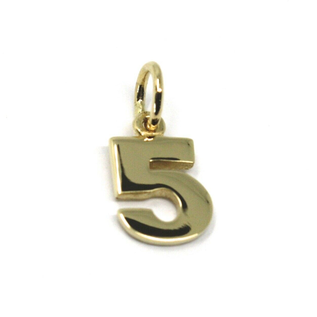 18K YELLOW GOLD NUMBER 5 FIVE PENDANT CHARM, 0.7 INCHES, 17 MM, MADE IN ITALY
