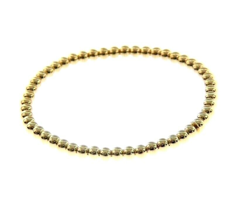 18k yellow gold bracelet, semirigid, elastic, 4 mm smooth balls spheres
