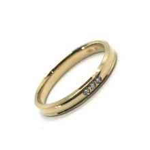 Load image into Gallery viewer, 18K YELLOW GOLD BAND TRILOGY 3 DIAMONDS CT 0.03 UNOAERRE 3mm RING, MADE IN ITALY
