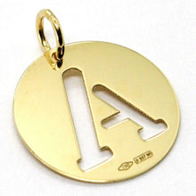 Load image into Gallery viewer, 18K YELLOW GOLD LUSTER ROUND MEDAL WITH A LETTER A MADE IN ITALY DIAMETER 0.5 IN

