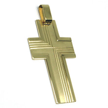 Load image into Gallery viewer, SOLID 18K YELLOW GOLD BIG 42mm FLAT CROSS, WORKED SATIN &amp; SMOOTH MADE IN ITALY
