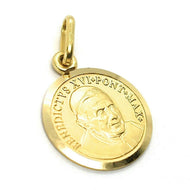 solid 18k yellow gold Pope Benedict xvi, 15 mm medal pendant.