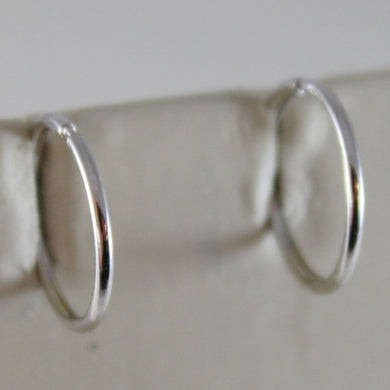 18k white gold earrings mini circle hoop 13 mm 0.51 in diameter made in Italy.
