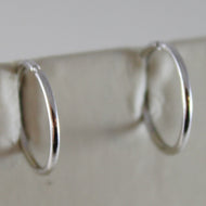 18k white gold earrings mini circle hoop 13 mm 0.51 in diameter made in Italy.