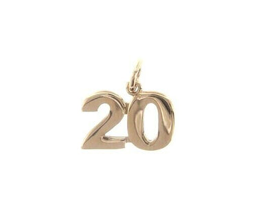 18k rose gold number 20 twenty small pendant charm, 0.4