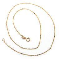 18k rose & white gold chain mini thin rolo 1mm alternate faceted cubes 18