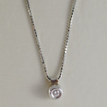 Load image into Gallery viewer, 18k white gold mini necklace with diamond 0.03 ct, venetian chain made in Italy.
