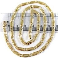 9K YELLOW GOLD CHAIN FLAT GOURMETTE CURB ALTERNATE WITH OVAL 4mm LINK, 23.6