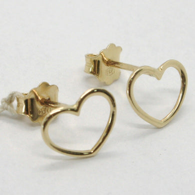 18K YELLOW GOLD EARRINGS, WITH HEART, LENGTH 8 MM, MADE IN ITALY.