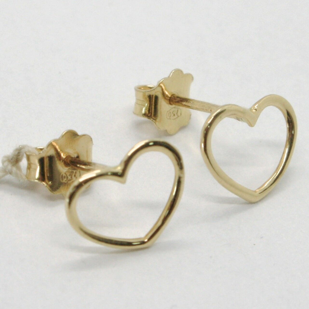 18K YELLOW GOLD EARRINGS, WITH HEART, LENGTH 8 MM, MADE IN ITALY