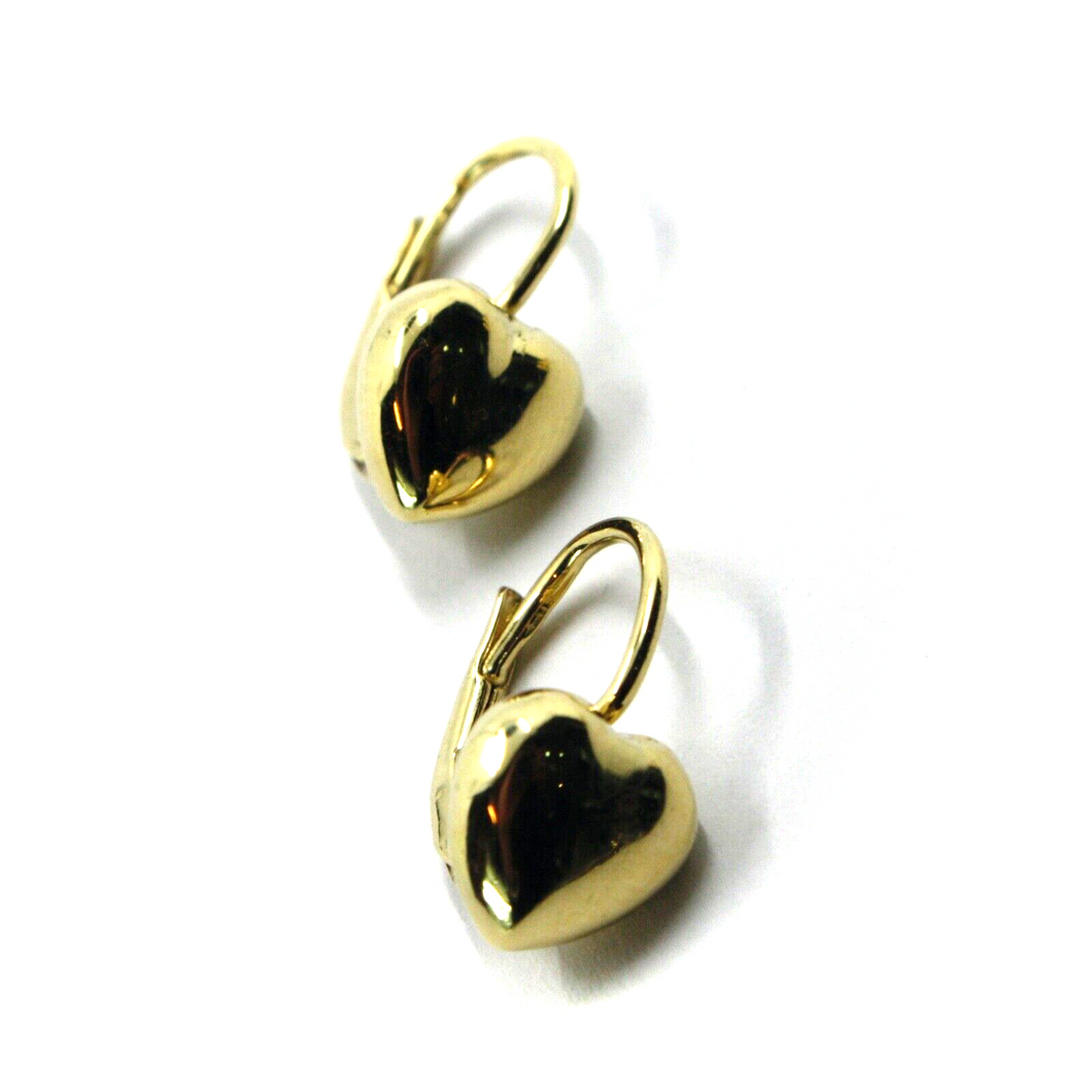 18k yellow gold rounded puffed 9mm heart pendant earrings, leverback closure.