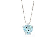 18k white gold Orsini necklace with hert aquamarine 1.56 and diamond 0.02.