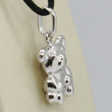 Load image into Gallery viewer, 18k white gold rounded teddy bear pendant charm 22 mm smooth &amp; satin Italy made
