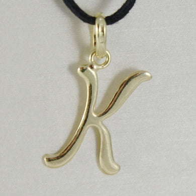 18k yellow gold pendant charm initial letter K, slightly rounded slab 18mm.