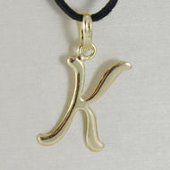 18k yellow gold pendant charm initial letter K, slightly rounded slab 18mm.
