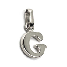 Load image into Gallery viewer, solid 18k white gold charm pendant small initial letter G, 10mm, 0.4 inches.
