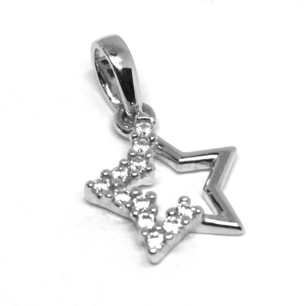 18k white gold charm pendant, star with cubic zirconia, alternate