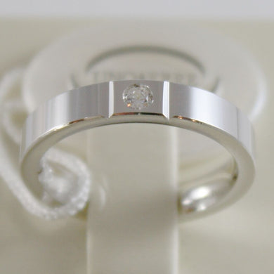 18k white gold wedding band Unoaerre square comfort ring, diamond made in Italy.