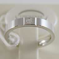 18k white gold wedding band Unoaerre square comfort ring, diamond made in Italy.