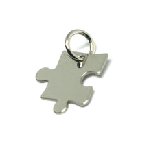 Load image into Gallery viewer, 18k white gold charm pendant, small 10mm puzzle piece, flat, made in Italy

