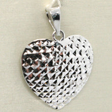 Load image into Gallery viewer, 18k white gold heart pendant, charms, finely worked, curved, made in italy

