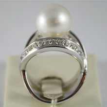 Load image into Gallery viewer, AMAZING SOLID 18K WHITE GOLD RING DIAMOND AND AUSTRALIAN PEARL DIAMETER 1.2 CM
