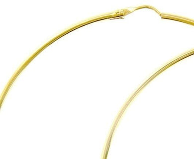 18K YELLOW GOLD ROUND CIRCLE EARRINGS DIAMETER 60 MM WIDTH 1.7 MM, MADE IN ITALY.